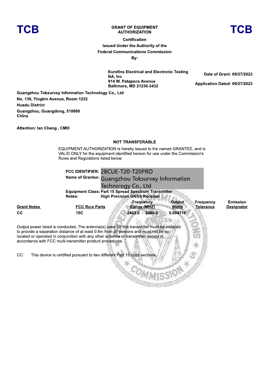 T20Pro FCC grant