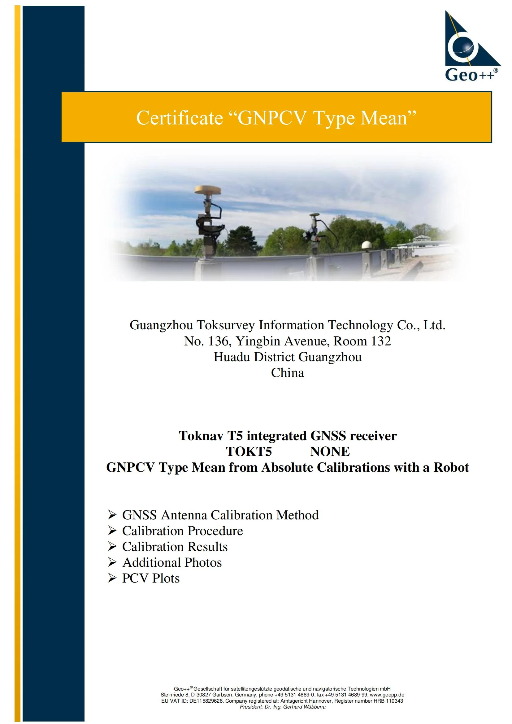 T5 GNPCV antenna calibration certificate
