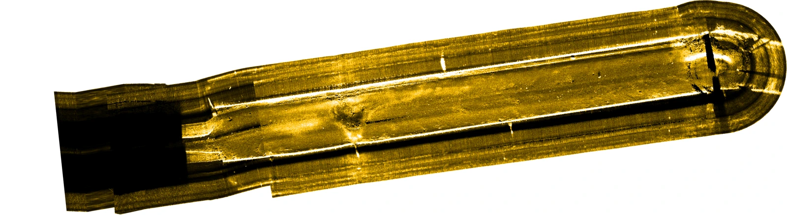 Supplied yellow-toned side-scan sonar mosaic